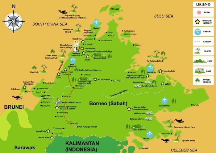 from Kota Kinabalu to interior Sapulut via little town Keningau