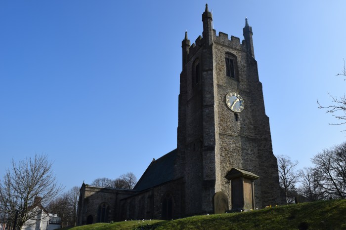 St. Edmund catholic church on a hill in the centre of Sedgefield town
