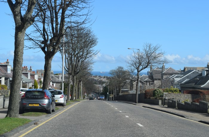 landscape of the west end of Aberdeen with the North Sea in a distance