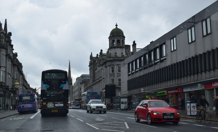 Union street in the rain (taken from the car)