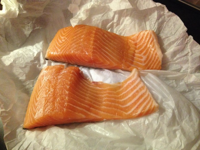 fresh Scottish salmon from the local fishmonger - thoughtful Corrina prepared it for my dinner on the first night I arrived in Aberdeen 