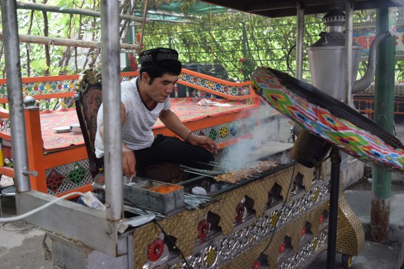 close-up of the Xinjiang barbecue where we had our lunch under the grape vines