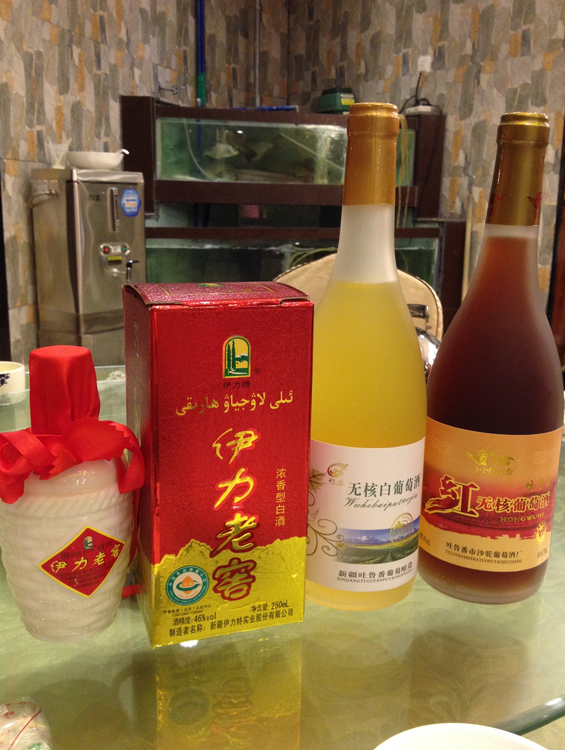 fermented sorghum distilled spirit (高梁酒) and wines the wines have very low alcohol content of only 8% and taste like grape juice 