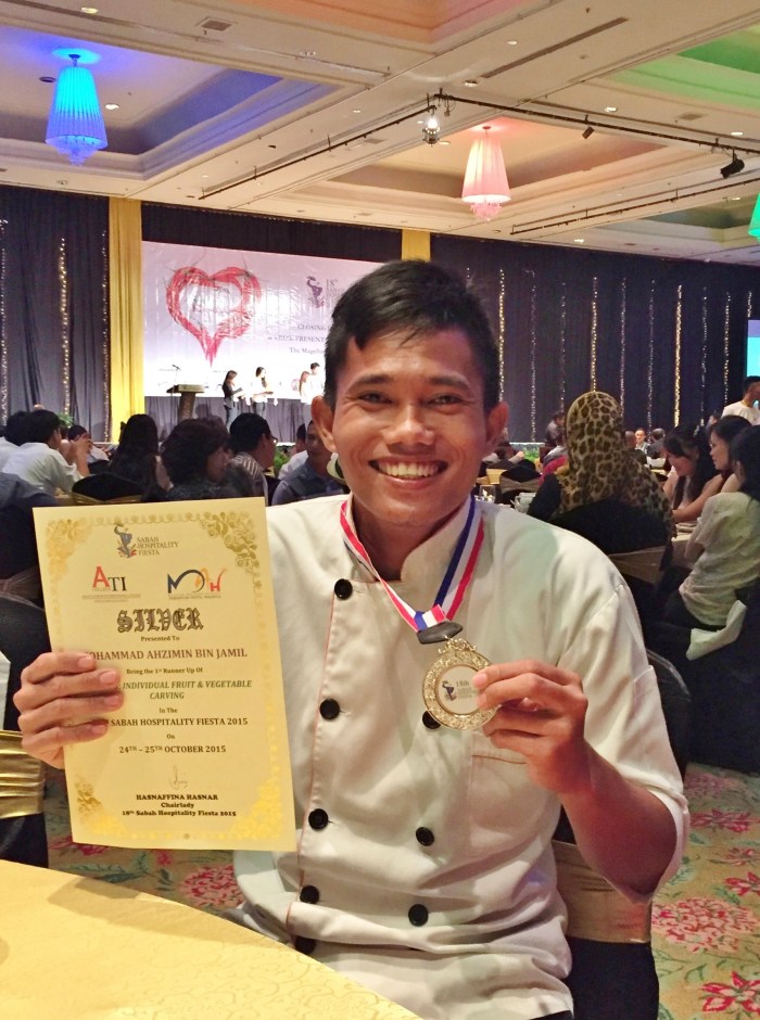 Ahzimin won the silver medal for his fruit carving!  All the hard work paid off!