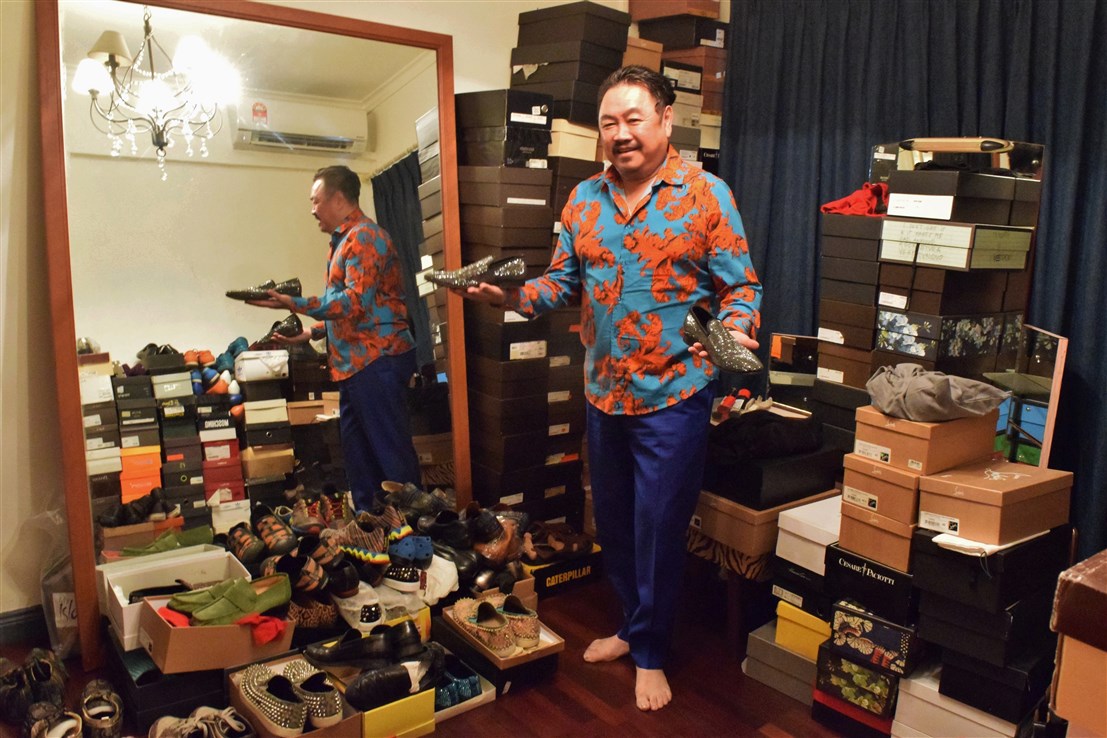 profile of datuk gordon leong, bohemian, boho-chic apartment, interview with datuk gordon leong, designer shoes, Louboutin men’s shoes, Gucci men’s shoes